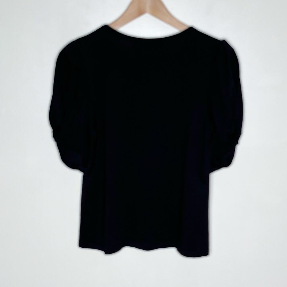 Tuckernuck Pomander Place Black Vesty Puff Sleeve Crewneck Top Size M Cotton Tee - Picture 8 of 10